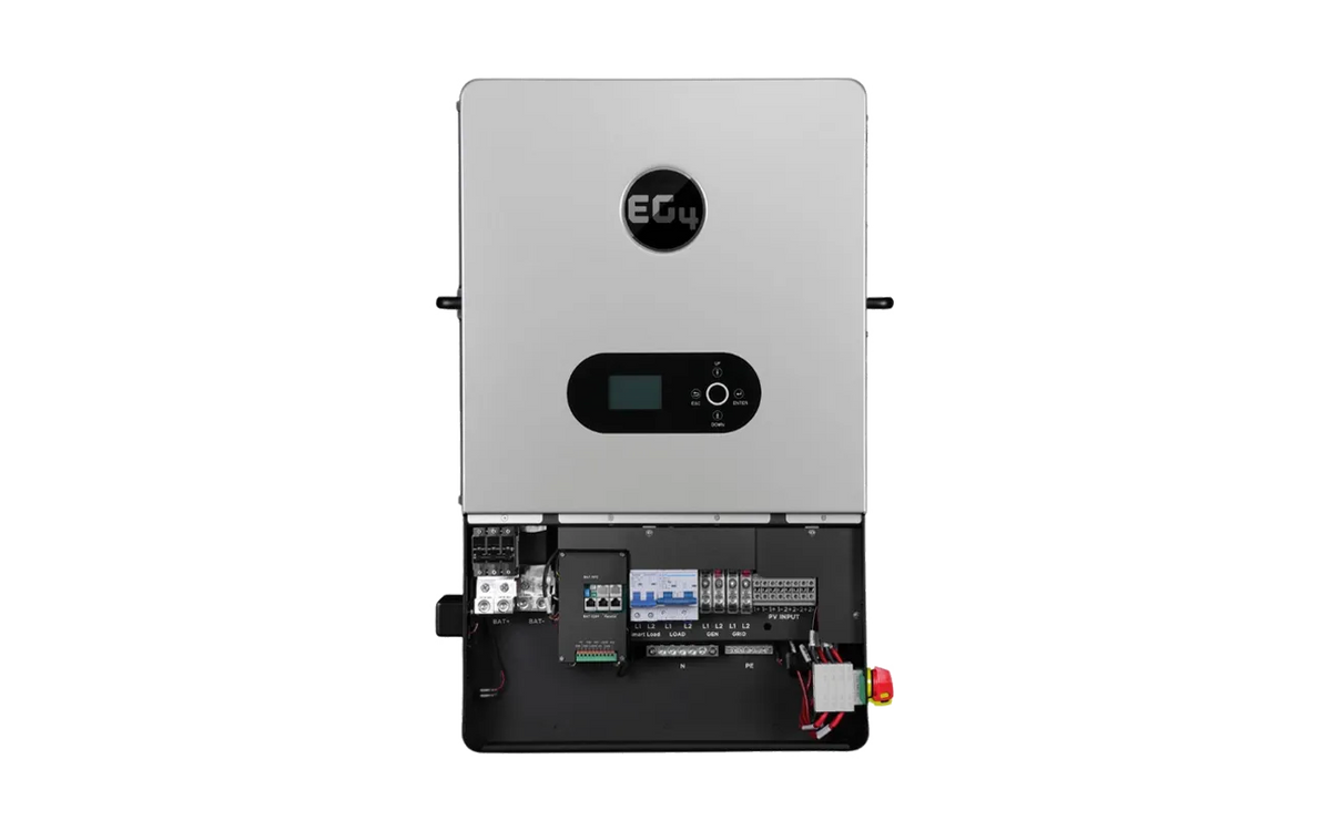 EG4 12000XP V2 inverter — open wiring compartment; single component detail