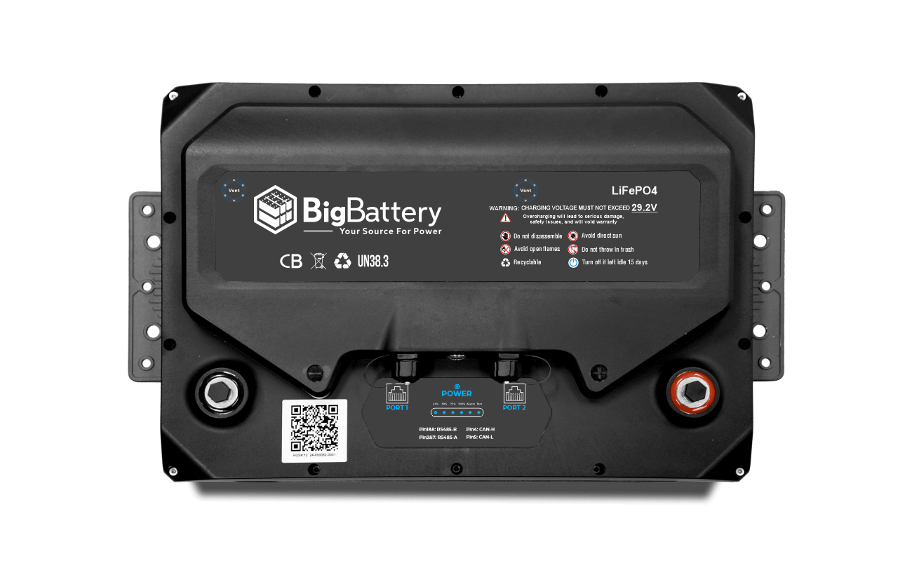 BigBattery HUSKY 2 25.6V 200Ah 5.12kWh Heated LiFePO4 Battery — 1 Battery with Inverter Communications — product detail view