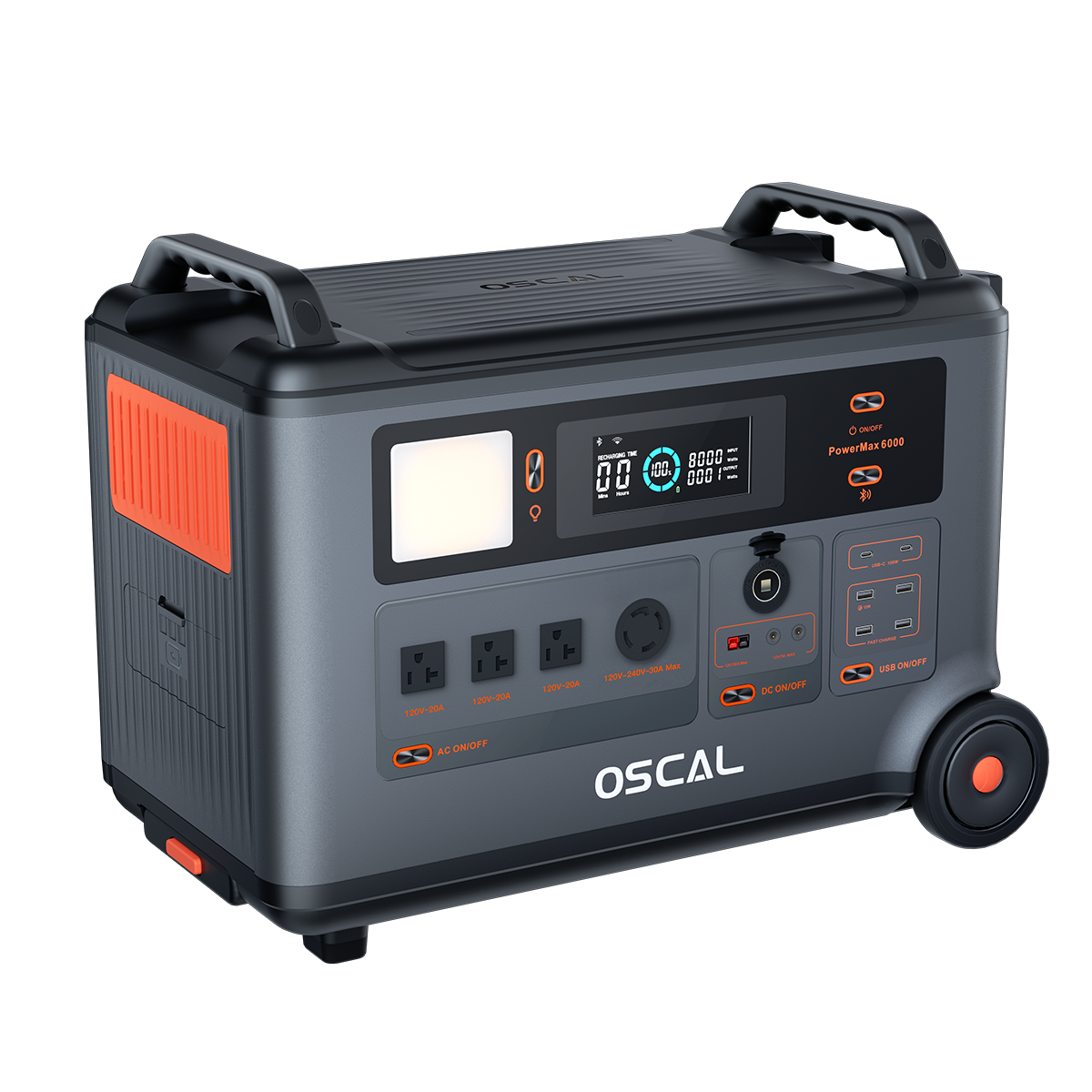 OSCAL PowerMax 6000 portable power station front control panel