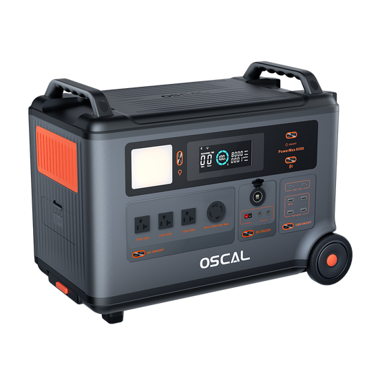 OSCAL PowerMax 6000 portable power station front control panel