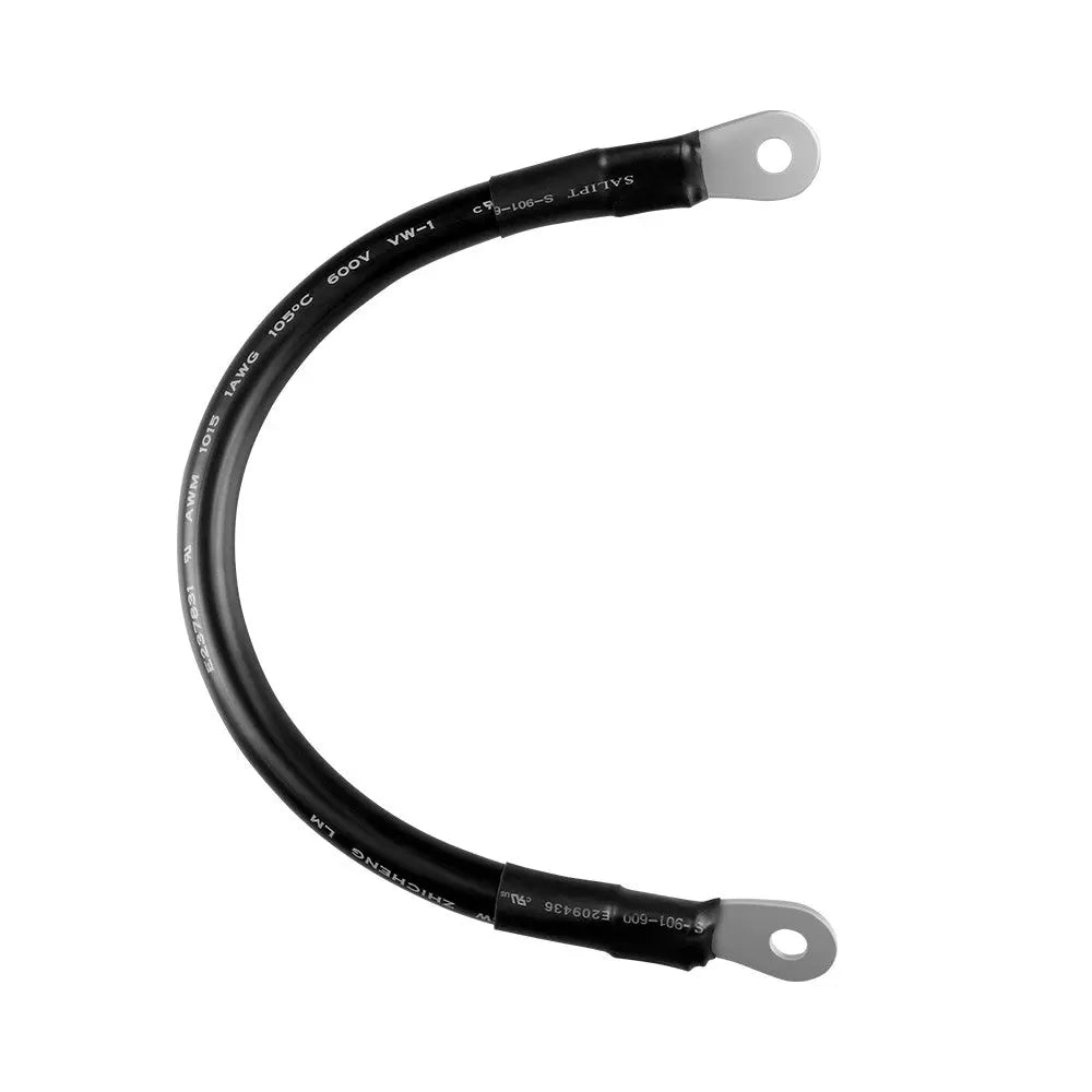 Renogy 12-inch 4AWG battery interconnect cable with ring terminals on white