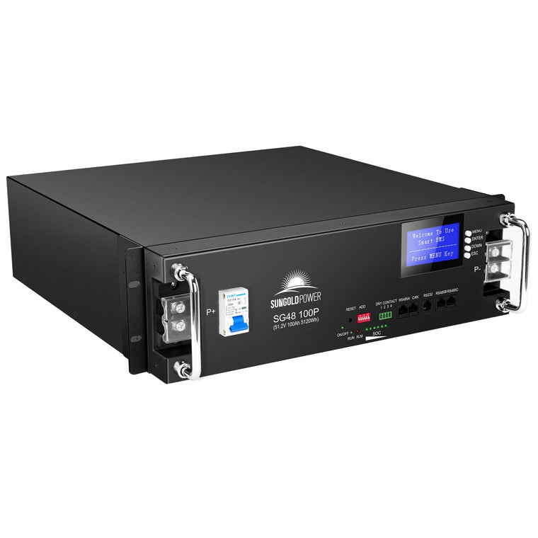 SunGoldPower 5.12kWh 51.2V 100Ah LiFePO4 Server Rack Battery — SG48100P