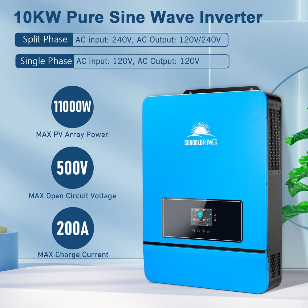 SPH10048P 10kW output, 11kW PV, 500V PV limit, and 200A charging overview