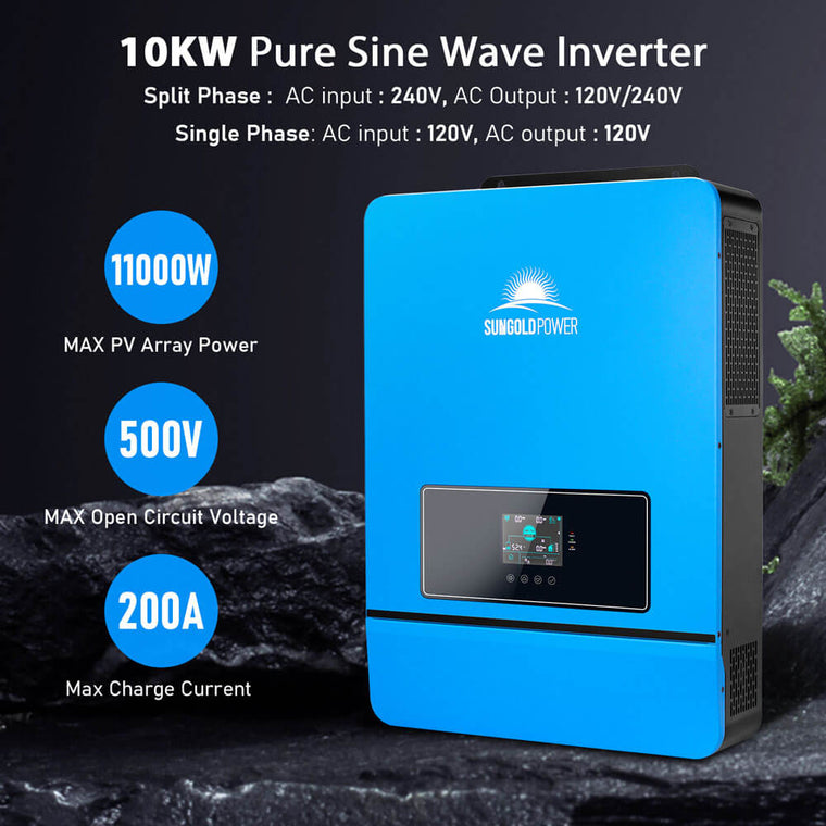SunGoldPower 10kW Off-Grid Solar Kit — 6.6kW Panels + 32.14kWh Batteries, 120/240V (SGR-10K32P)