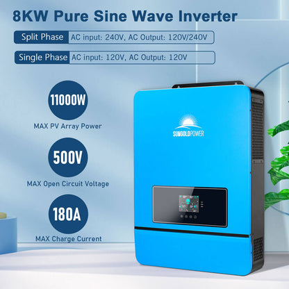 Included SPH8048P 8kW 120/240V inverter and charging specifications