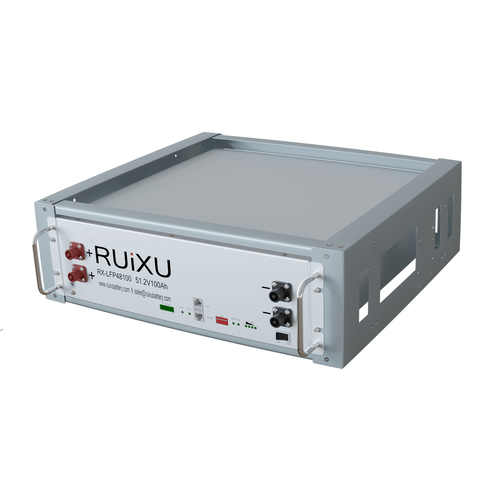 RUiXU bracket rack with an RX-LFP48100 battery installed