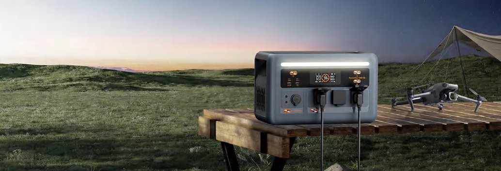 OSCAL PowerMax 1800 SE powering devices at a campsite