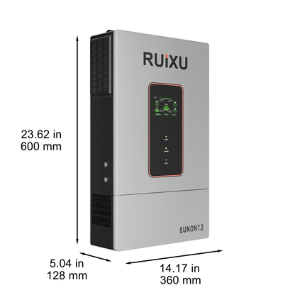 RUiXU SUNON7.2 inverter dimensions: 23.62 by 14.17 by 5.04 inches