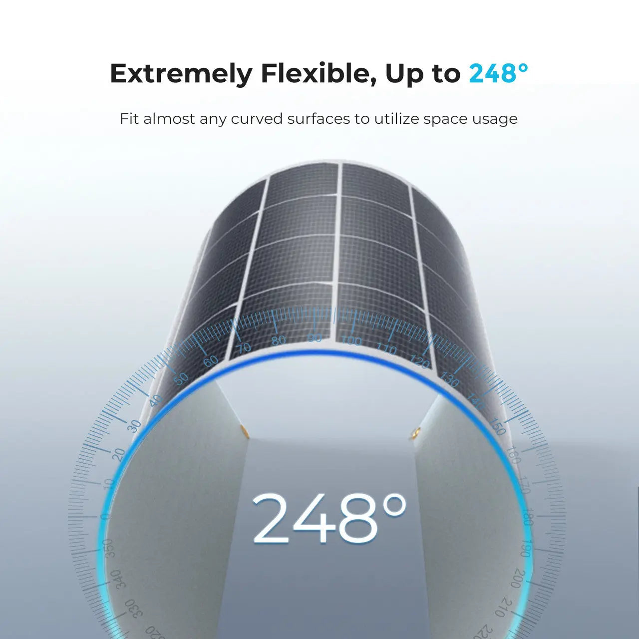 Renogy 50W flexible solar panel bend-radius demonstration