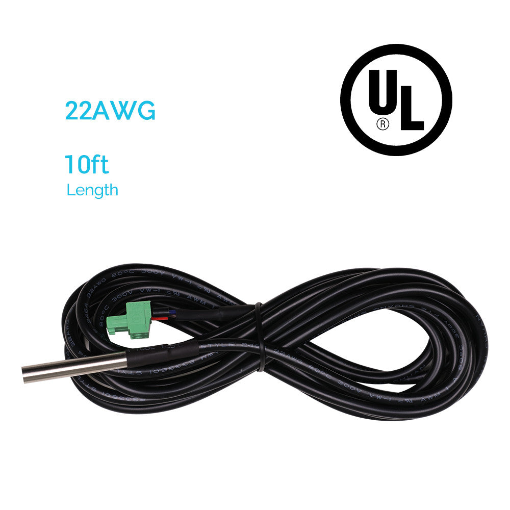 Renogy 10-foot 22AWG battery temperature sensor cable with UL mark