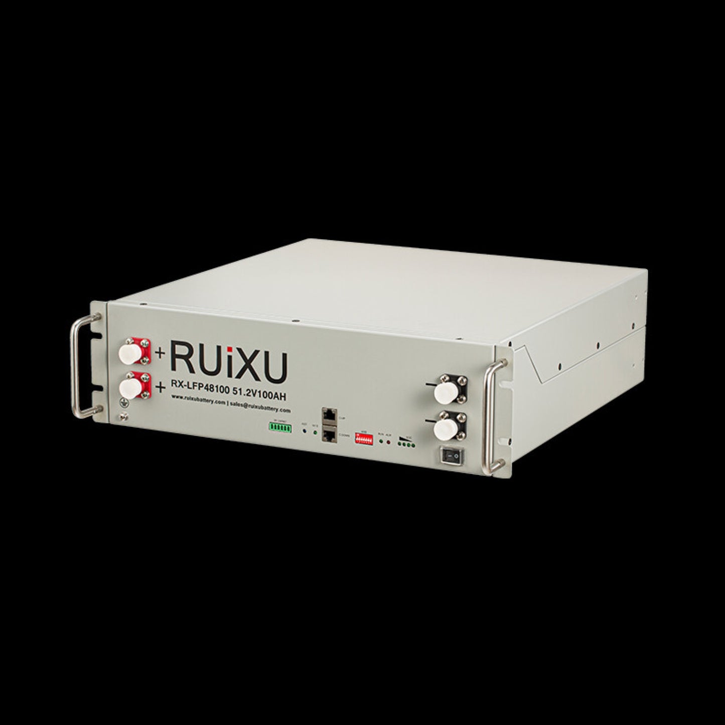 RUiXU RX-LFP48100 server rack battery right three-quarter view