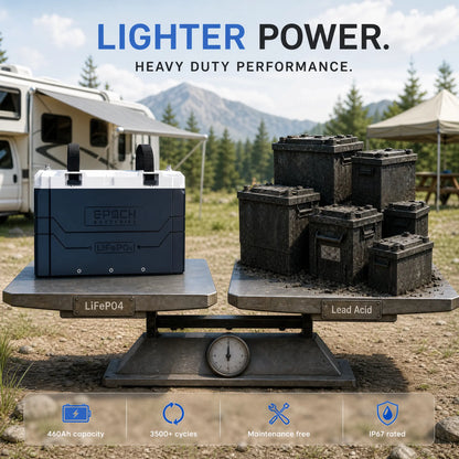 Epoch C12460A LiFePO4 RV battery weight advantage creative