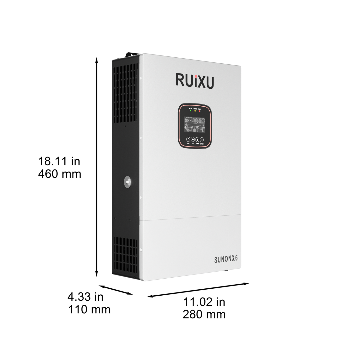 RUiXU SUNON3.6 3.6kW inverter left three-quarter view