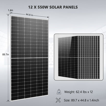 Twelve included SG550WM 550W solar panels totaling 6.6kW