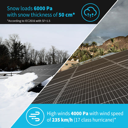 Renogy 320W solar panel snow and wind load durability diagram