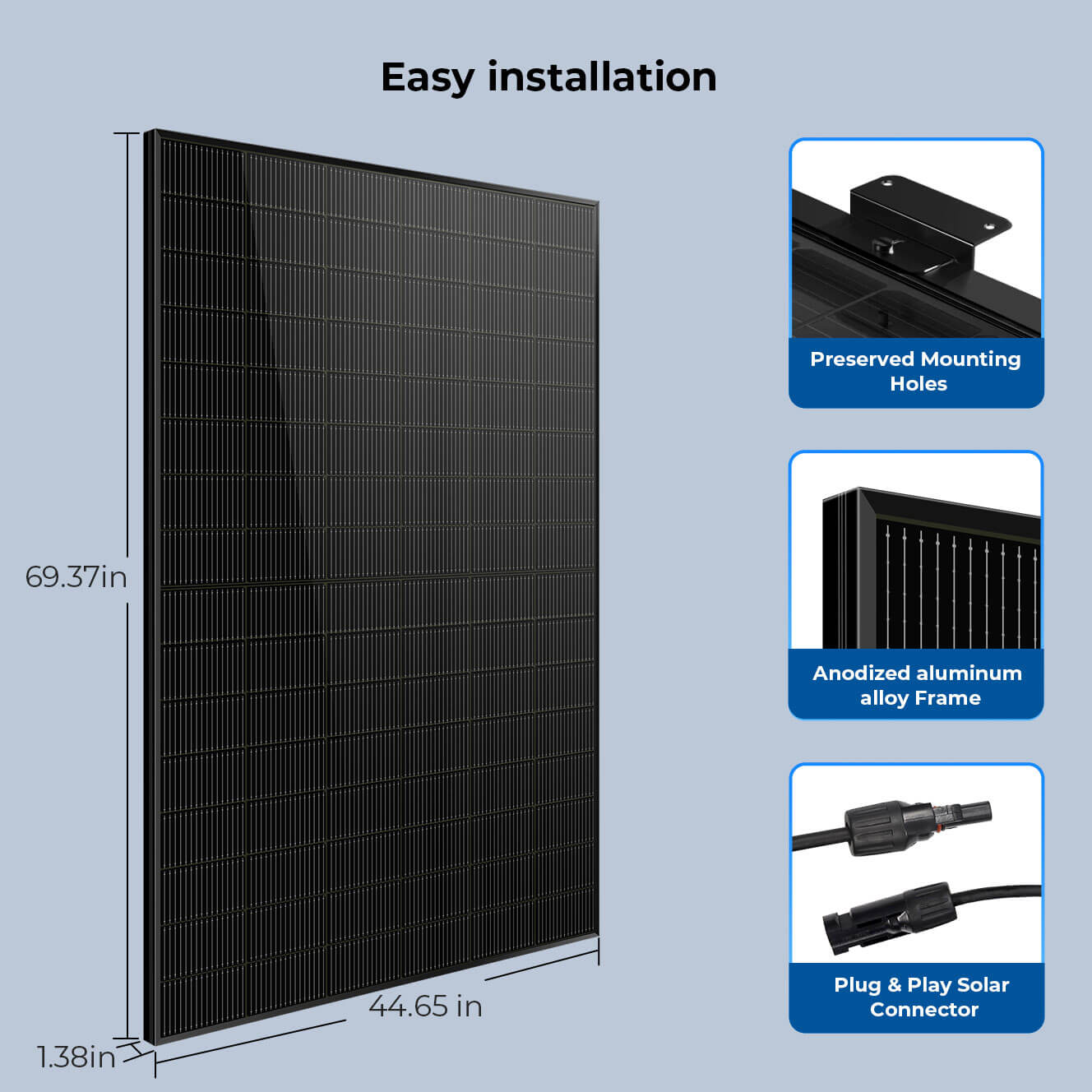 SGN-450-BDG5 panel dimensions, frame, mounting holes, and connector overview