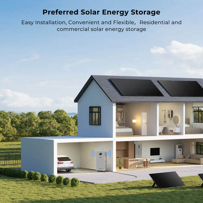 PowerMax 314 Outdoor battery beside a residential solar-storage installation