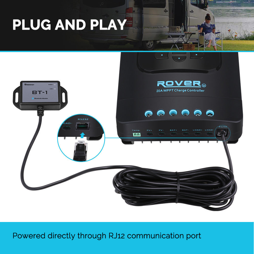 Renogy BT-1 module connected to a Rover charge controller communication port