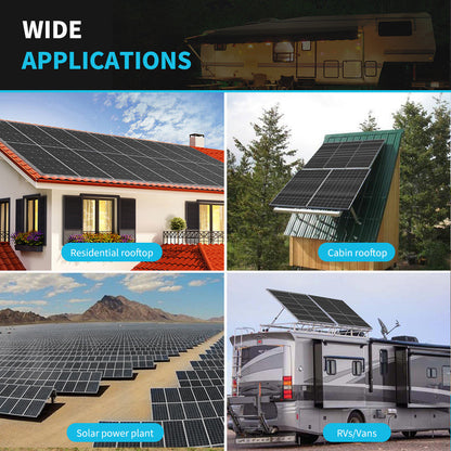 Renogy 320W solar panel applications for RV, rooftop, cabin, and solar farm use