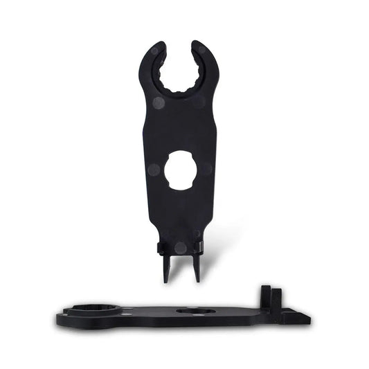 Pair of Renogy solar connector assembly tools shown upright and from the side