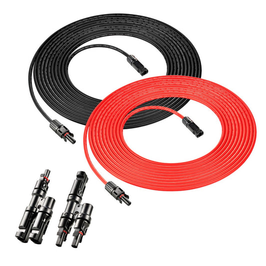 RICH SOLAR 10AWG red and black solar extension cables with Y-branch parallel connectors