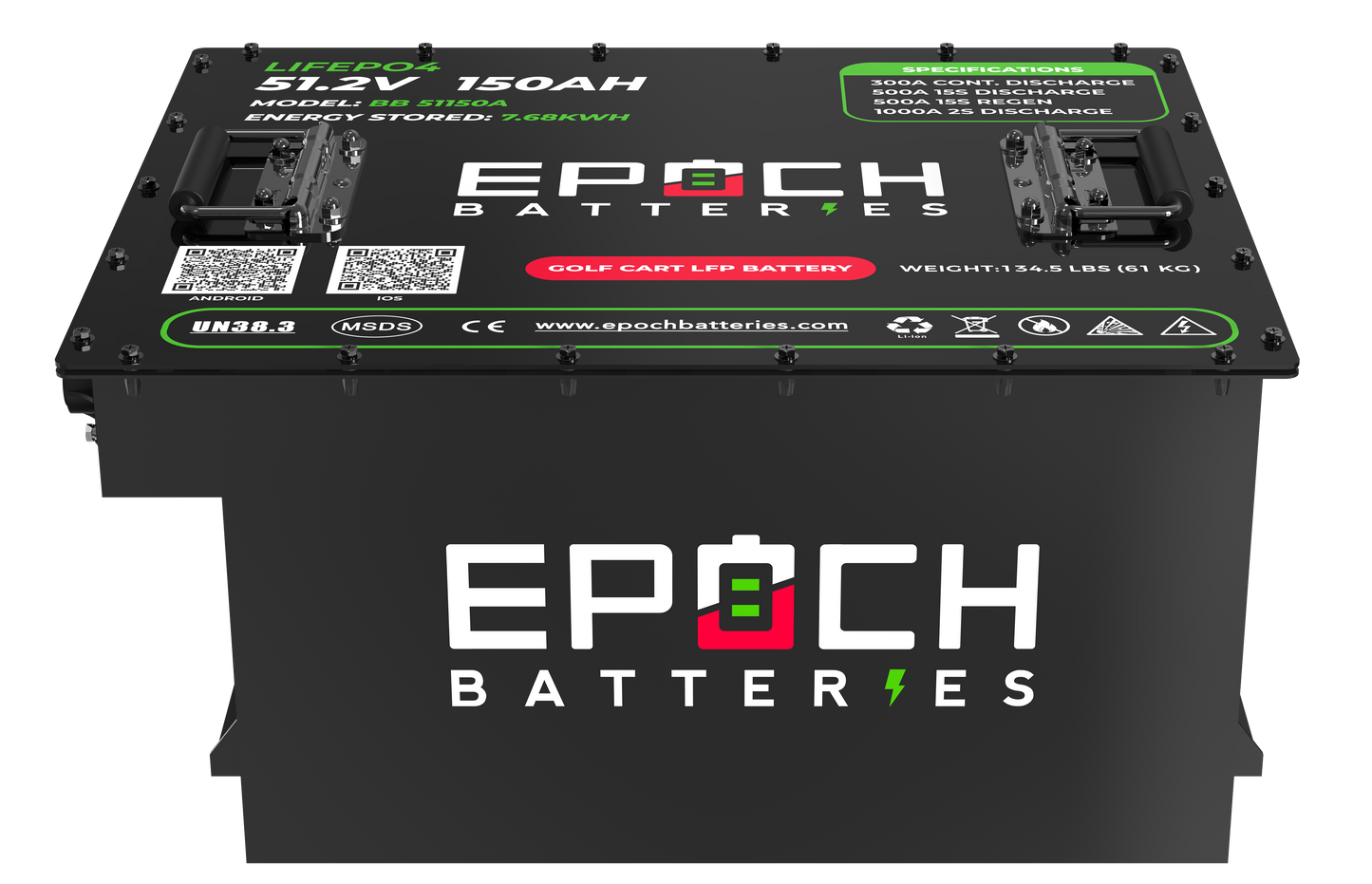 Epoch 48V 150Ah Golf Cart Battery Complete Kit - LiFePO4