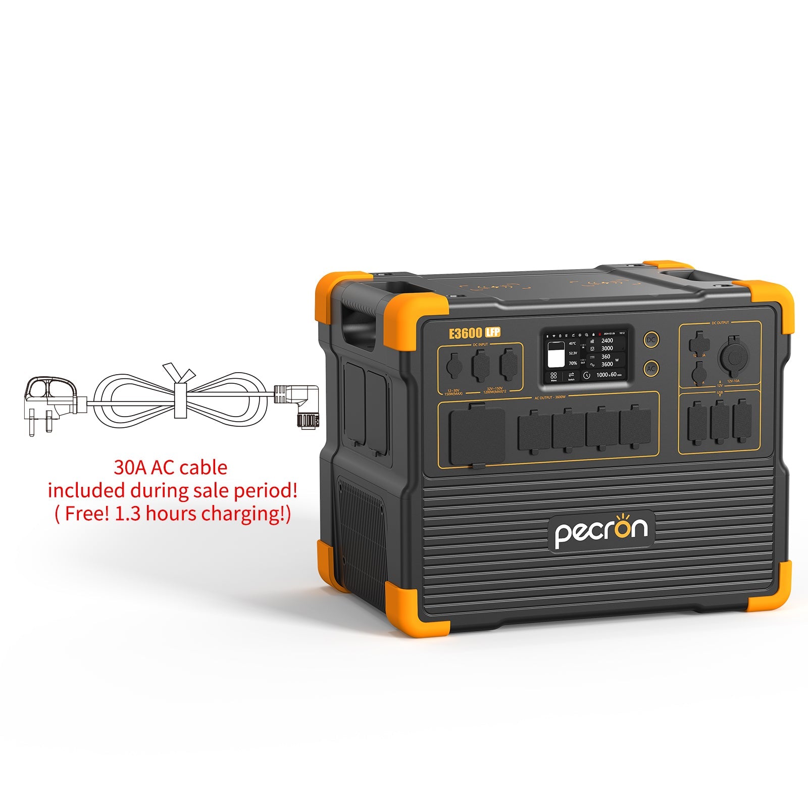 PECRON E3600LFP 30 amp AC charging connection
