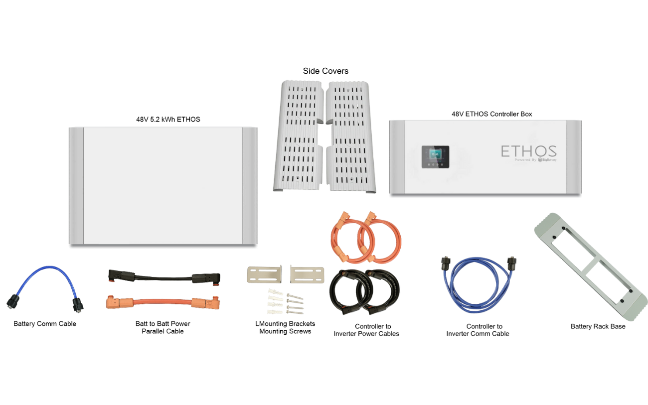 BigBattery ETHOS 30.72kWh Grid-Tied Battery & Inverter Kit — 6 ETHOS Batteries + 1 EG4 FlexBOSS18 Hybrid Inverter — product detail view