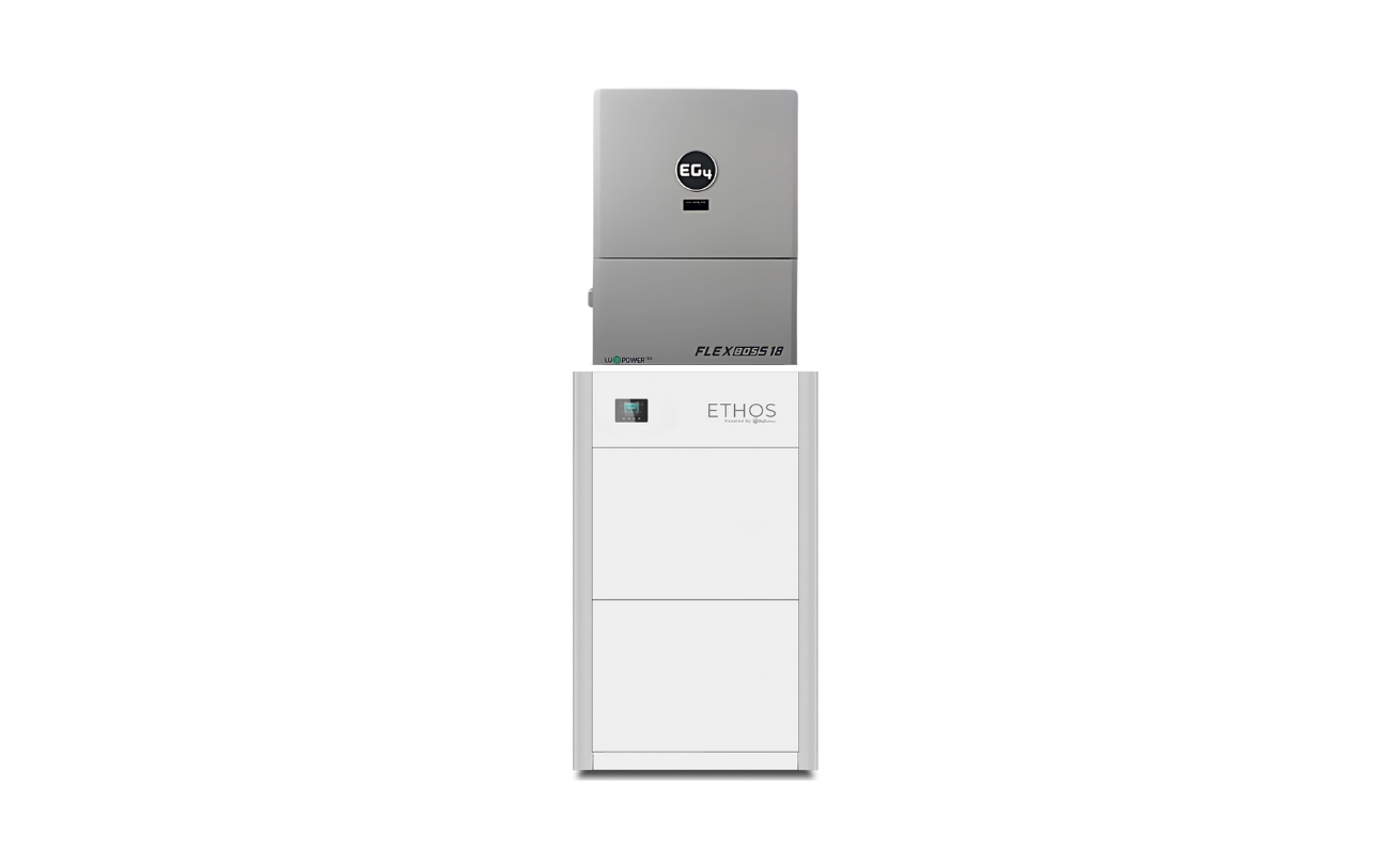 BigBattery ETHOS 10.24kWh Grid-Tied Battery & Inverter Kit — 2 ETHOS Batteries + 1 EG4 FlexBOSS18 Hybrid Inverter — product detail view