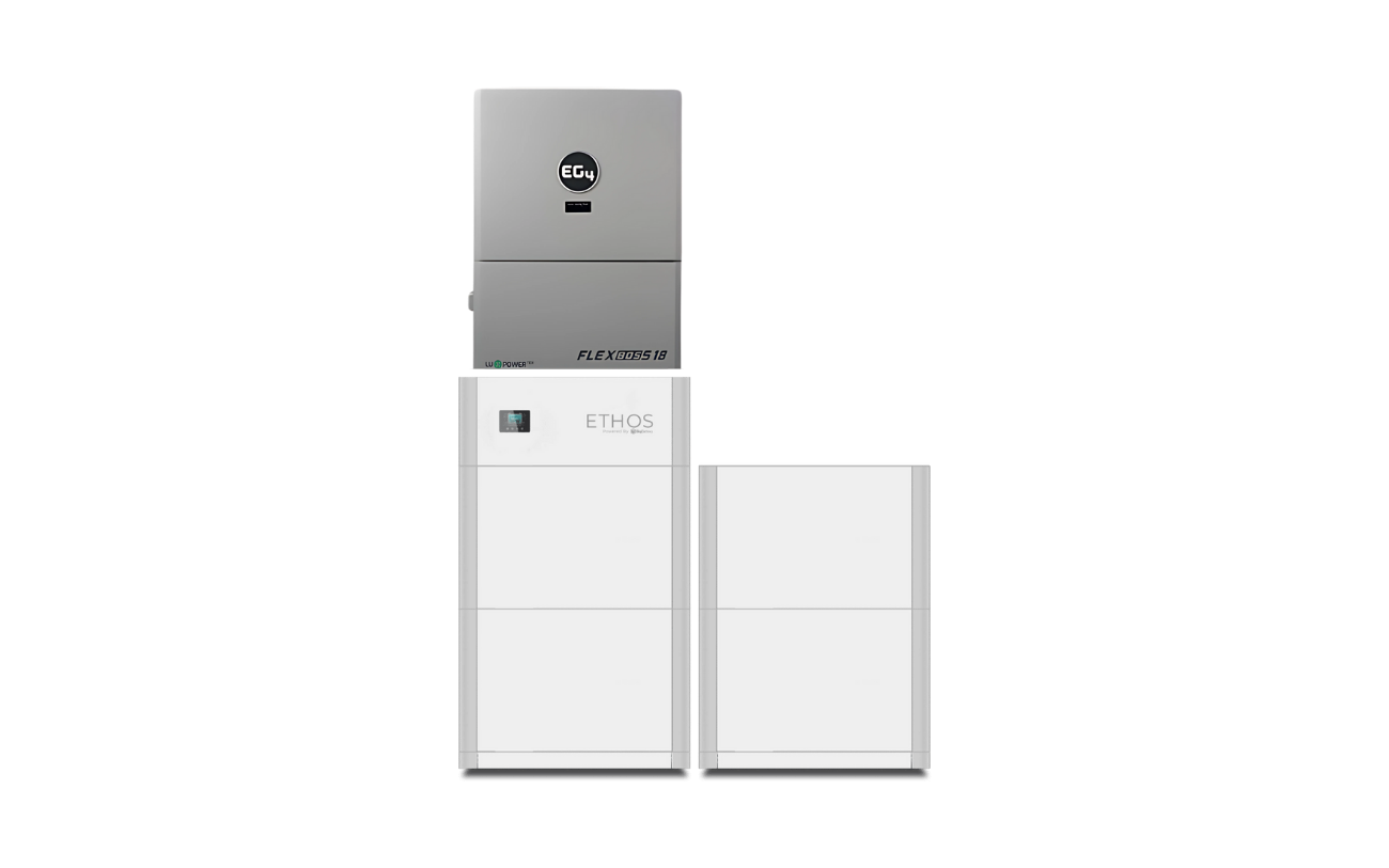 BigBattery ETHOS 20.48kWh Grid-Tied Battery & Inverter Kit — 4 ETHOS Batteries + 1 EG4 FlexBOSS18 Hybrid Inverter — product detail view
