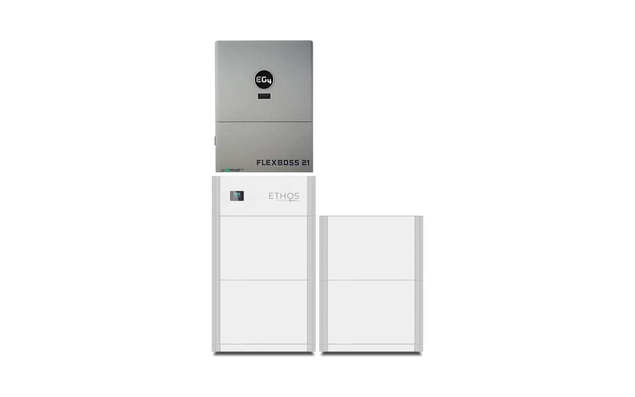 BigBattery ETHOS 20.48kWh Grid-Tied Battery & Inverter Kit — 4 ETHOS Batteries + 1 EG4 FlexBOSS21 Hybrid Inverter — product detail view