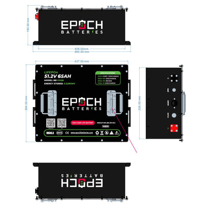 Epoch 48V 65Ah Golf Cart Battery Complete Kit - LiFePO4 - official product image 4