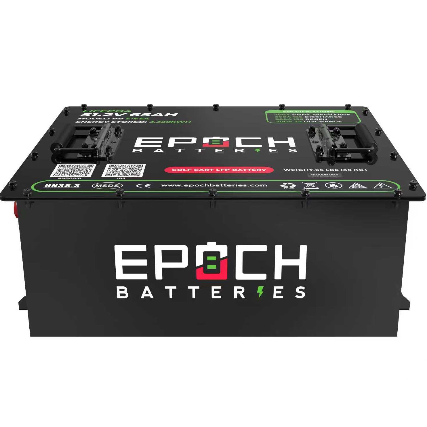 Epoch 48V 65Ah Golf Cart Battery Complete Kit - LiFePO4