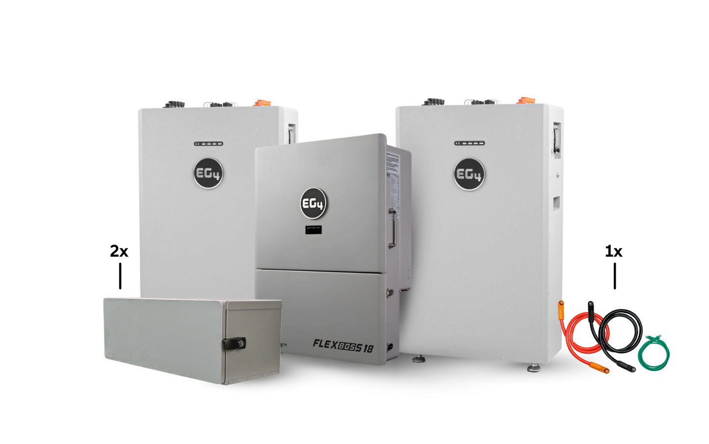 EG4 WallMount 314Ah All-Weather 32kWh Grid-Tied Battery & Inverter Kit — 2 All-Weather WallMount Batteries + 1 FlexBOSS18 Hybrid Inverter — product detail view