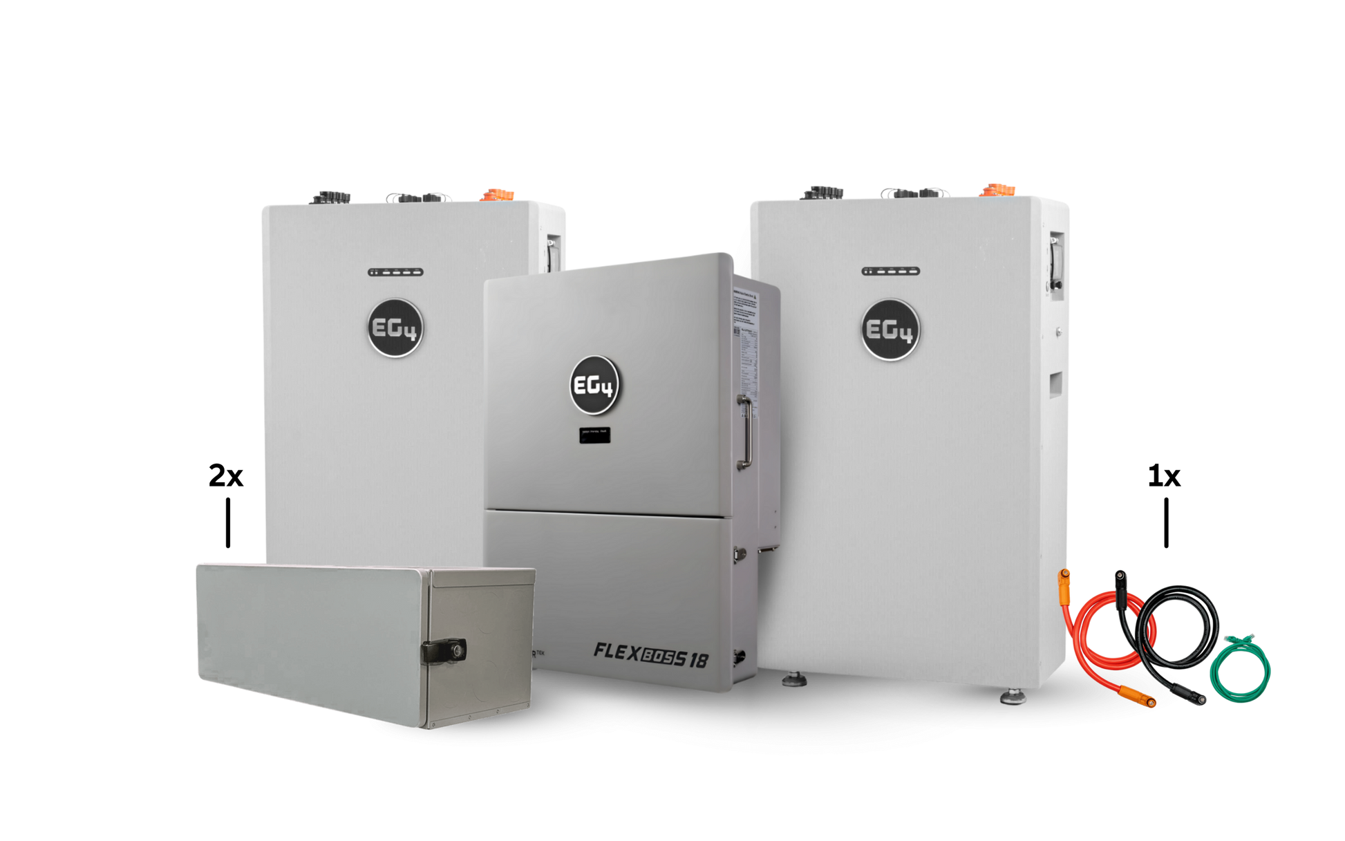 EG4 WallMount 314Ah All-Weather 32kWh Grid-Tied Battery & Inverter Kit — 2 All-Weather WallMount Batteries + 1 FlexBOSS18 Hybrid Inverter — product detail view