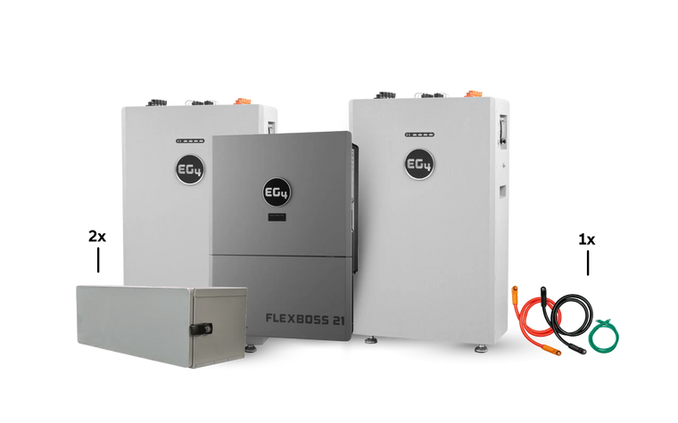 EG4 WallMount 314Ah All-Weather 32kWh Grid-Tied Battery & Inverter Kit — 2 All-Weather WallMount Batteries + 1 FlexBOSS21 Hybrid Inverter