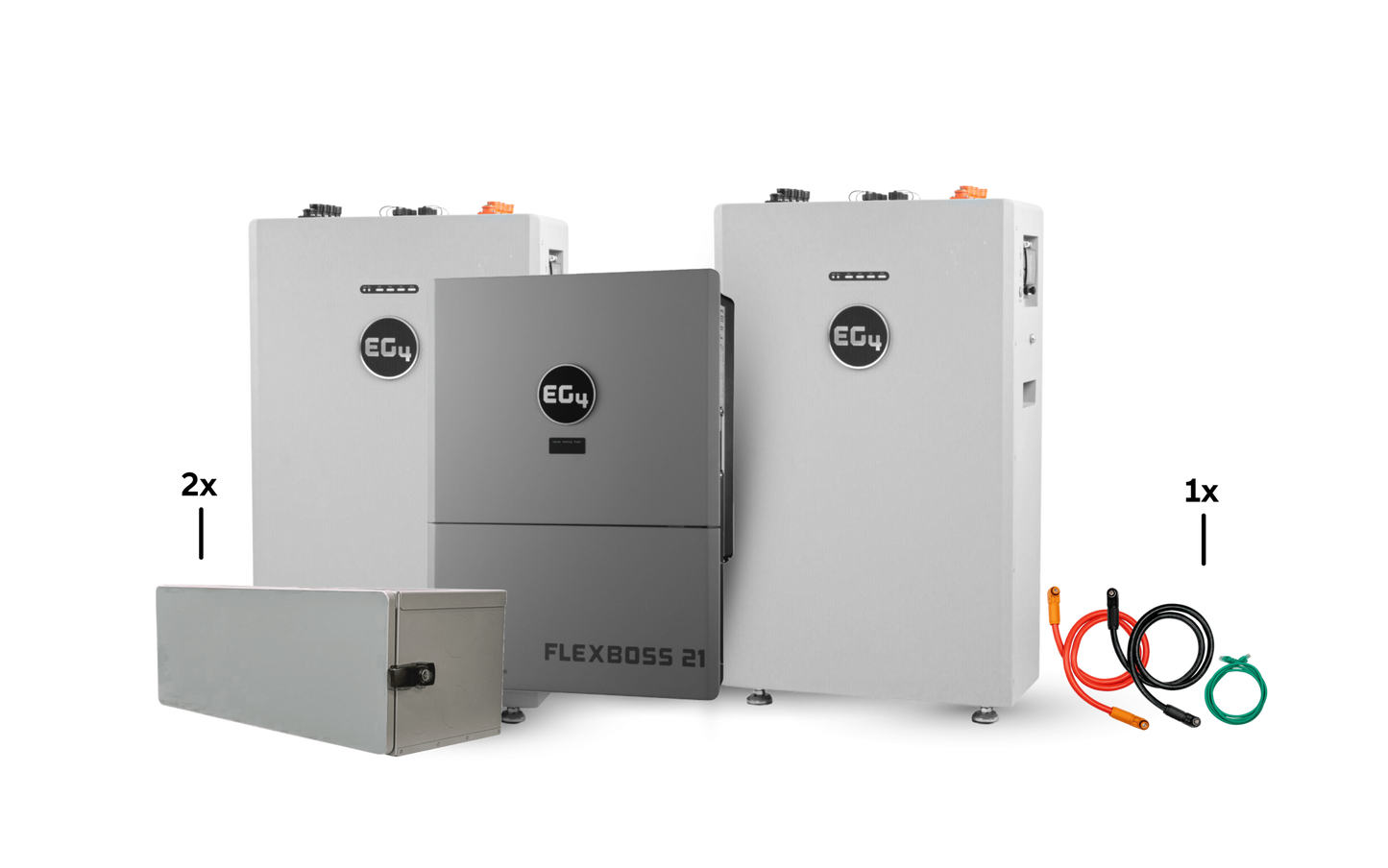 EG4 WallMount 314Ah All-Weather 32kWh Grid-Tied Battery & Inverter Kit — 2 All-Weather WallMount Batteries + 1 FlexBOSS21 Hybrid Inverter — product detail view