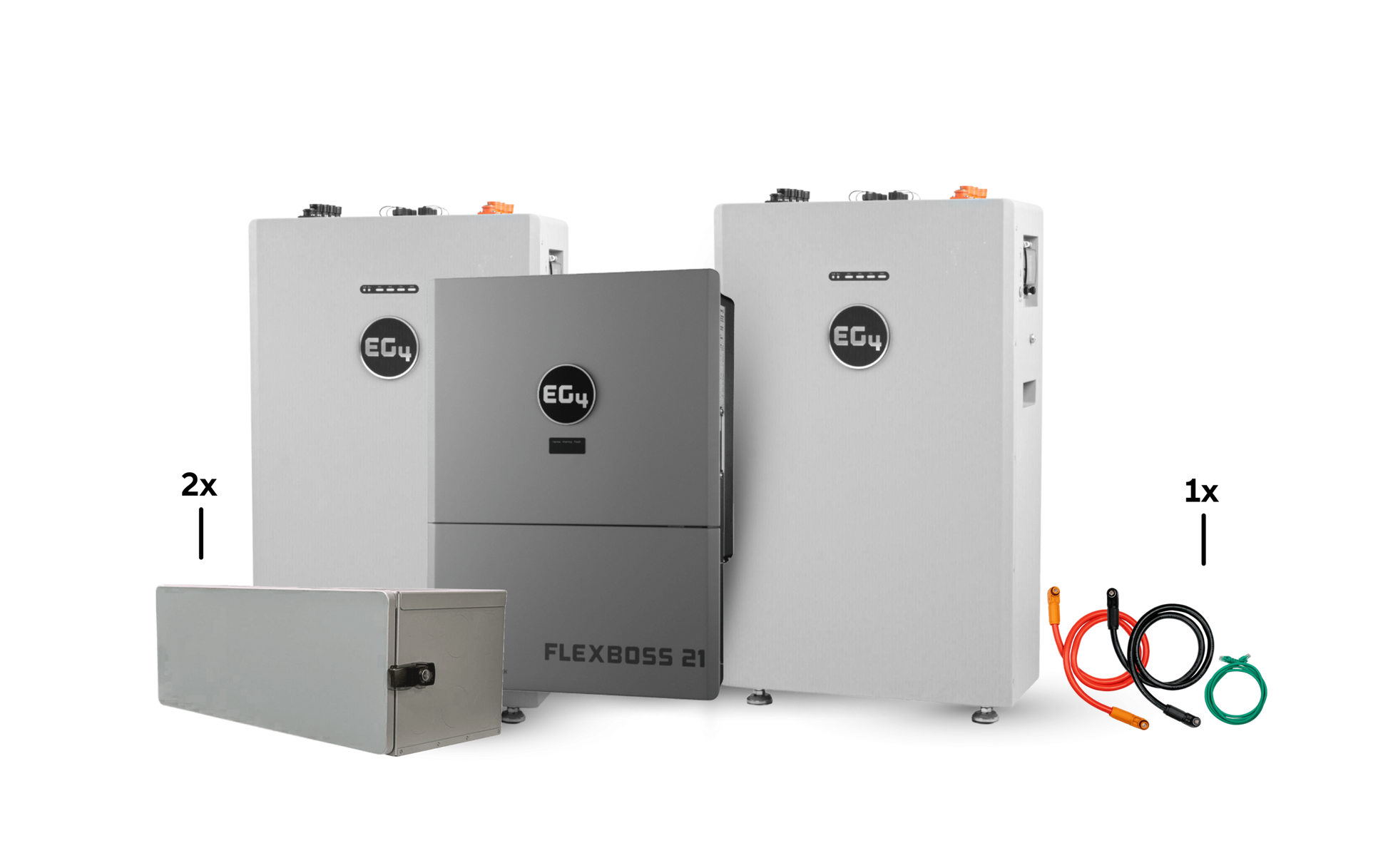 EG4 WallMount 314Ah All-Weather 32kWh Grid-Tied Battery & Inverter Kit — 2 All-Weather WallMount Batteries + 1 FlexBOSS21 Hybrid Inverter — product detail view
