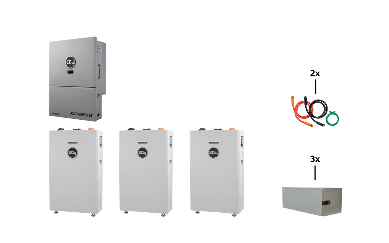 EG4 WallMount 314Ah All-Weather 48kWh Grid-Tied Battery & Inverter Kit — 3 All-Weather WallMount Batteries + 1 FlexBOSS18 Hybrid Inverter