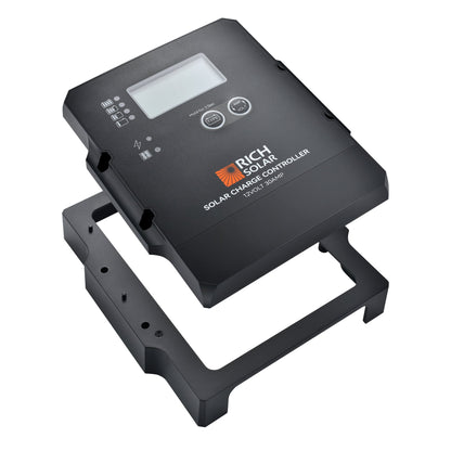 RICH SOLAR 12V 30A PWM controller shown with its removable mounting frame