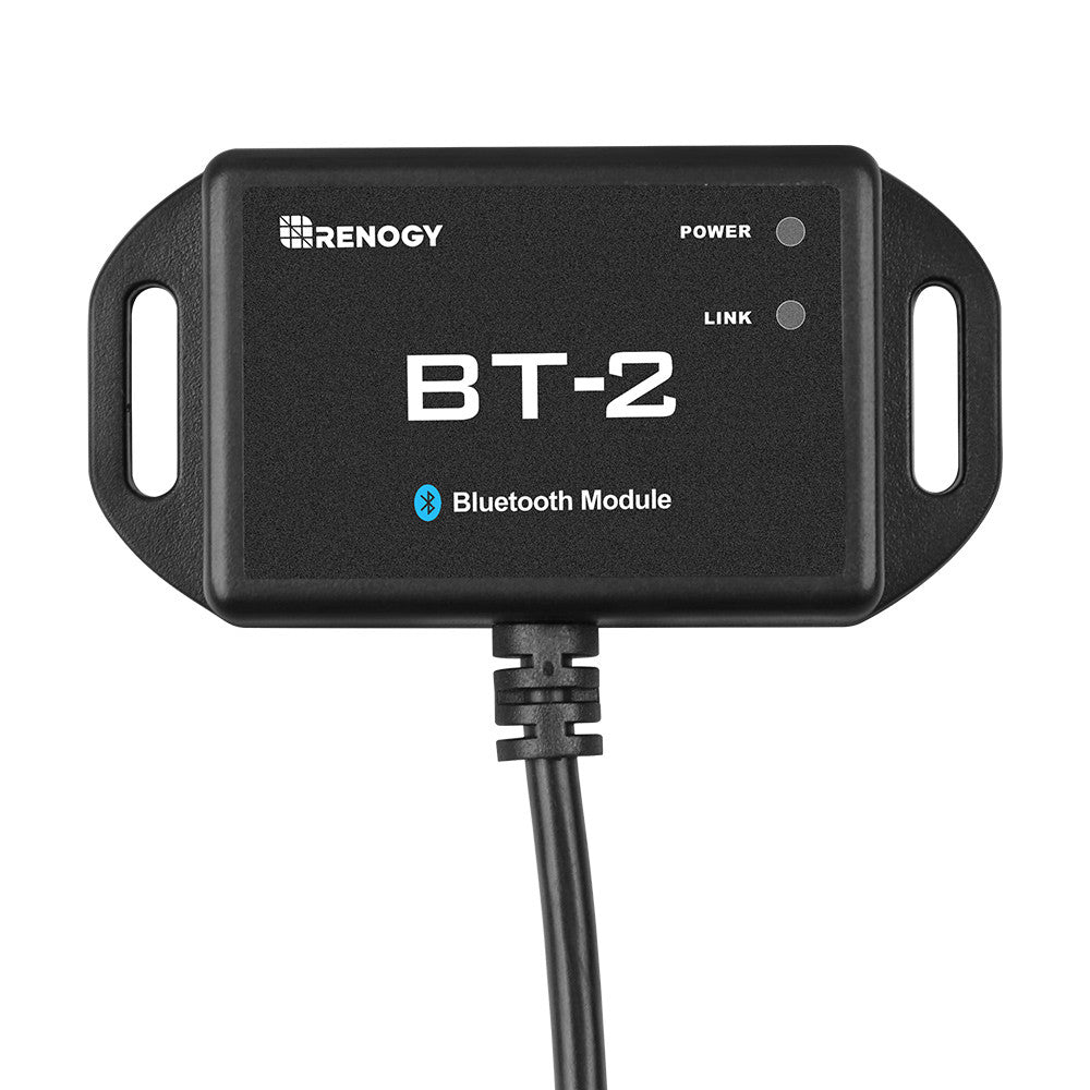 Renogy BT-2 Bluetooth module front view with power and link indicators