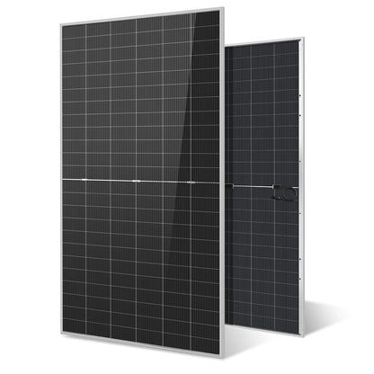 SunGoldPower SGN-590-BDG1 590W bifacial N-type solar panel, front and rear views
