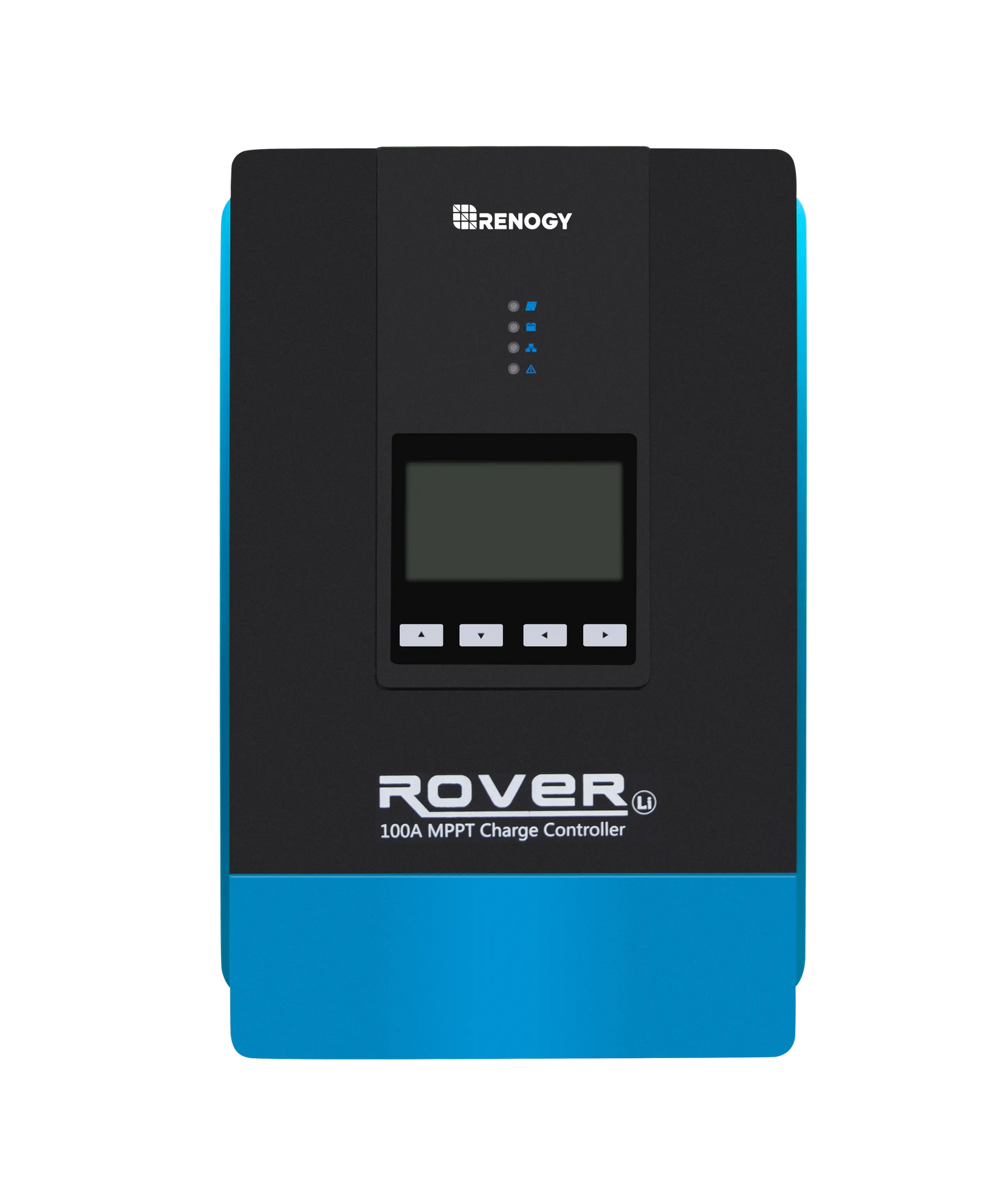 Renogy Rover 100A MPPT charge controller front view with the LCD screen off
