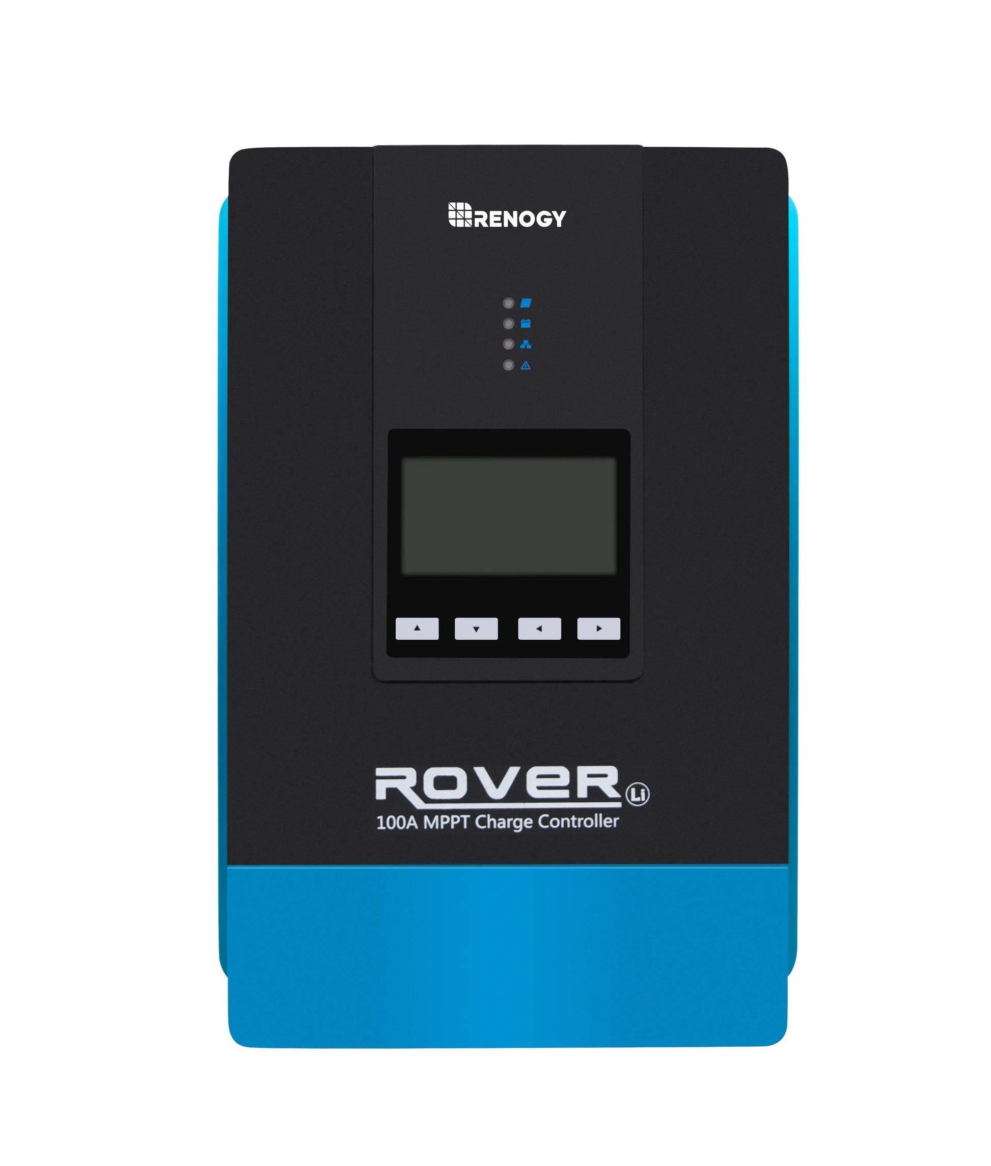 Renogy Rover 100A MPPT charge controller front view with the LCD screen off