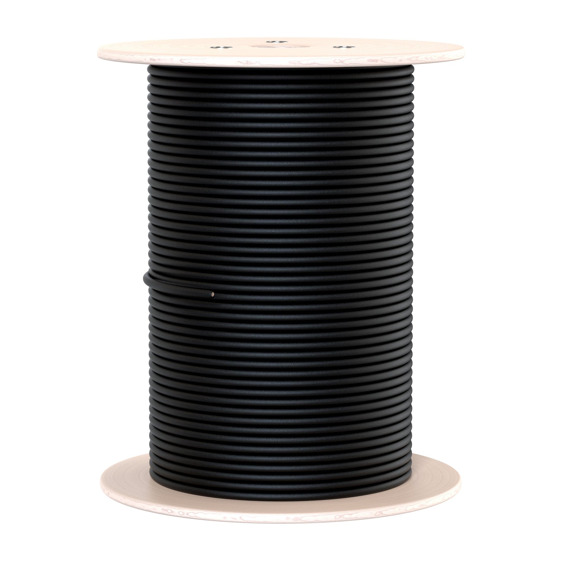 Tall spool of black RICH SOLAR 10AWG 600V solar panel extension wire