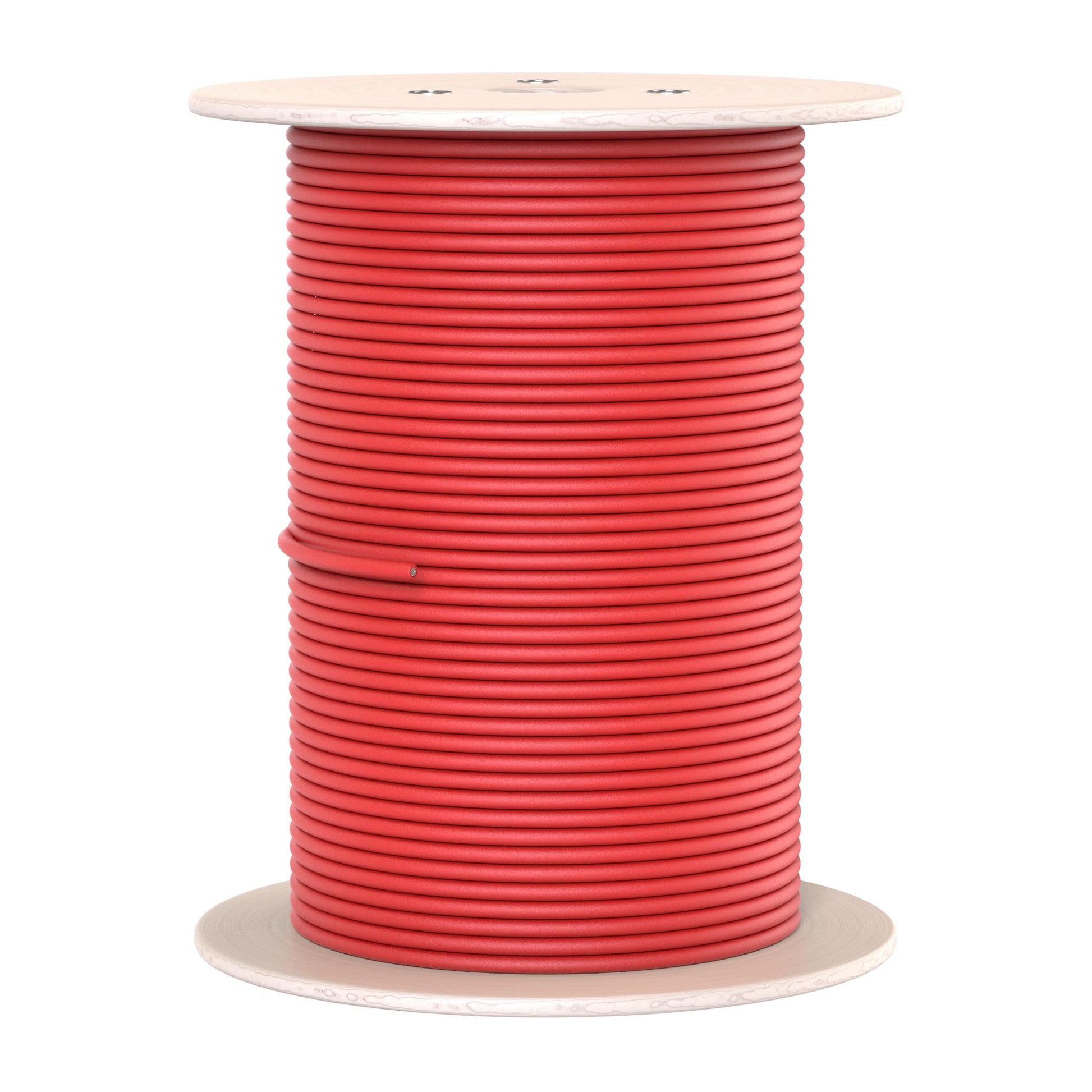 Tall spool of red RICH SOLAR 10AWG 600V solar panel extension wire