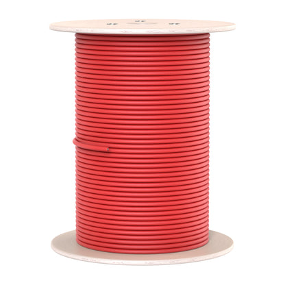 Tall spool of red RICH SOLAR 10AWG 600V solar panel extension wire