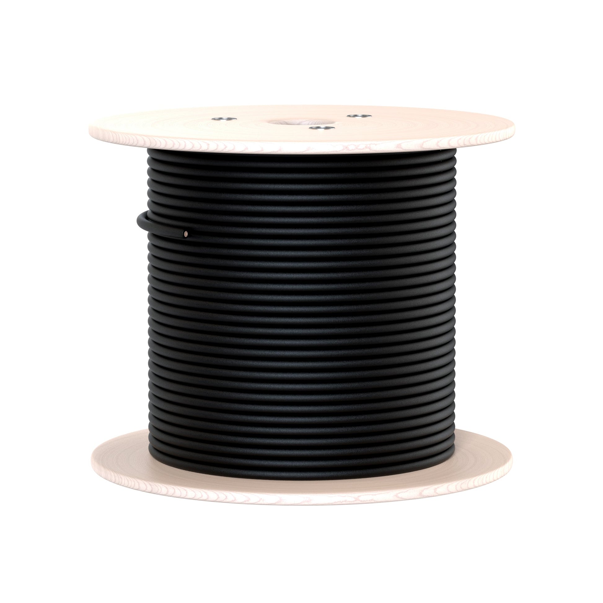 Compact spool of black RICH SOLAR 10AWG 600V solar panel extension wire