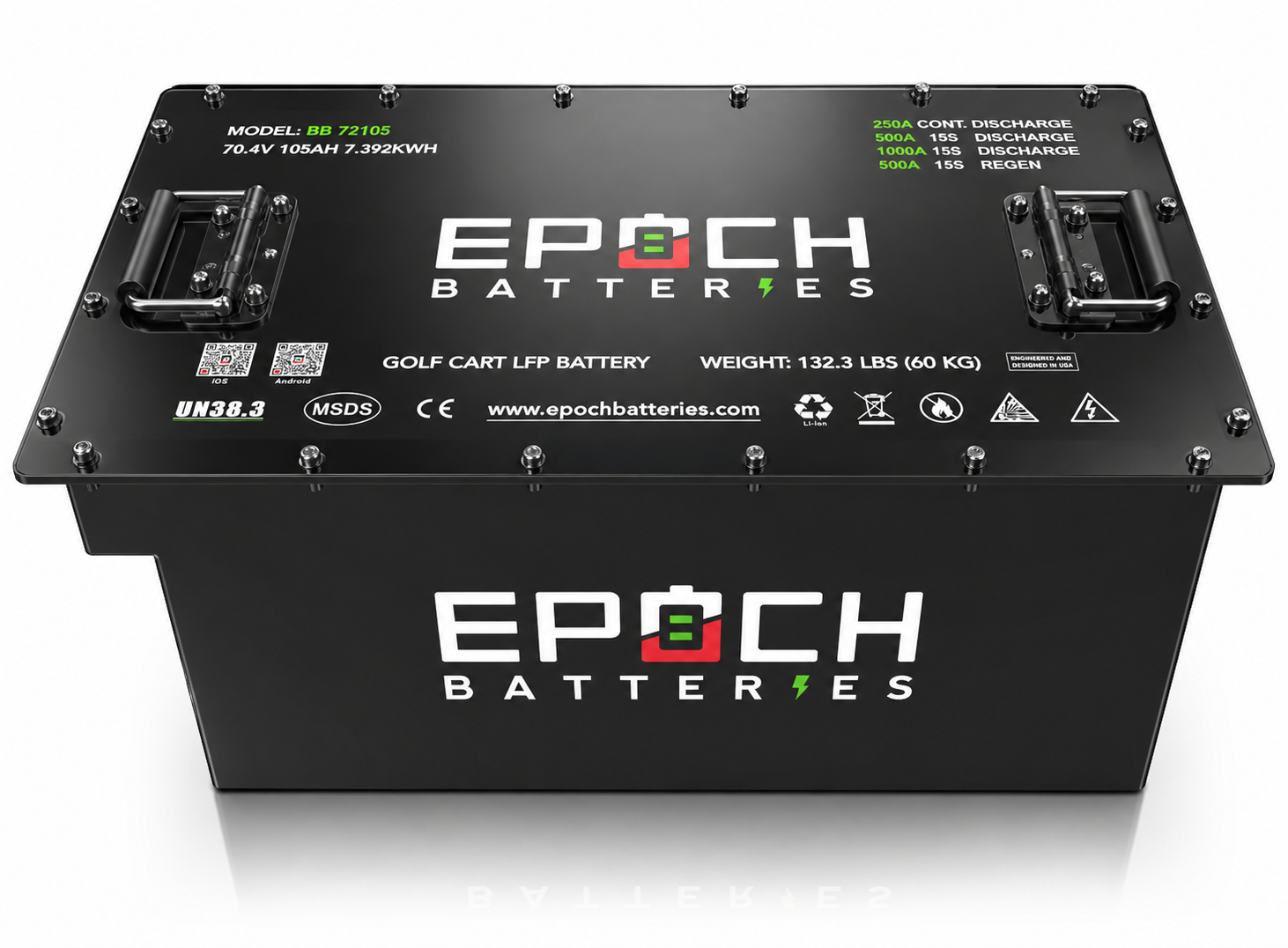 Epoch 70.4V (72V) 105Ah Golf Cart Battery Complete Kit - LiFePO4