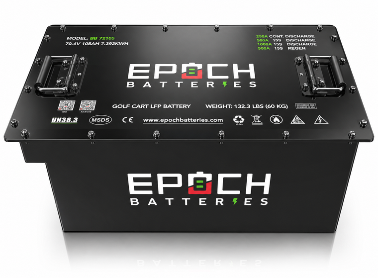 Epoch 70.4V (72V) 105Ah Golf Cart Battery Complete Kit - LiFePO4
